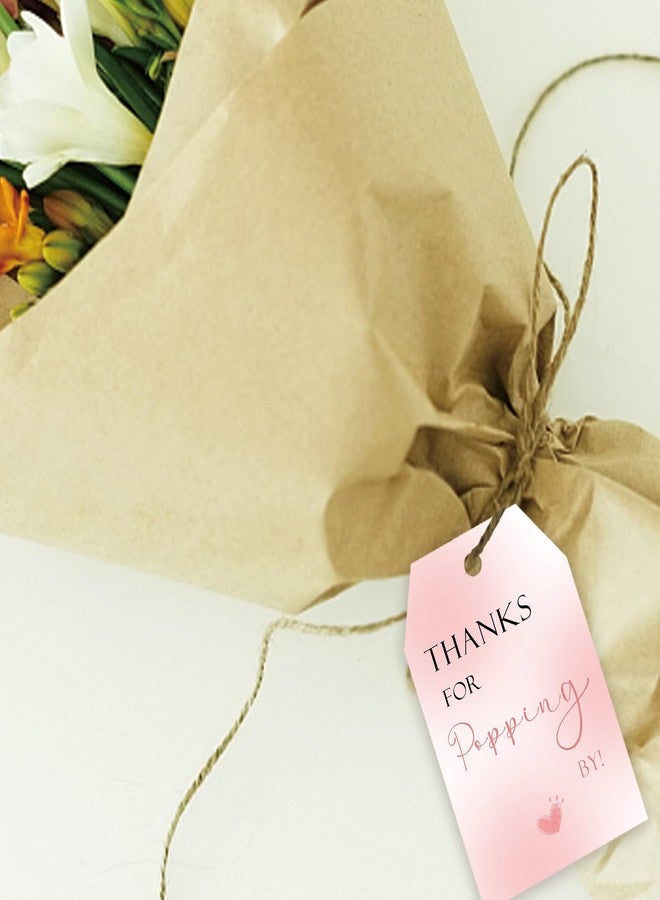 FORSHEEP 50pcs Thanks for Popping by Tags, Pink Gift Tag with String for Wedding Party, Popping by Thank You Paper Tags for Girl Birthday Party Favors - Image 5
